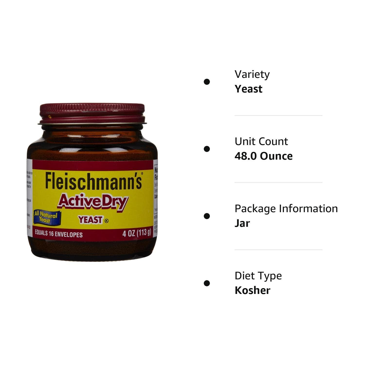 Fleischmann's Simply Homemade Fleischmann's Active Dry Yeast, 4 Ounce Jar (Pack of 12)