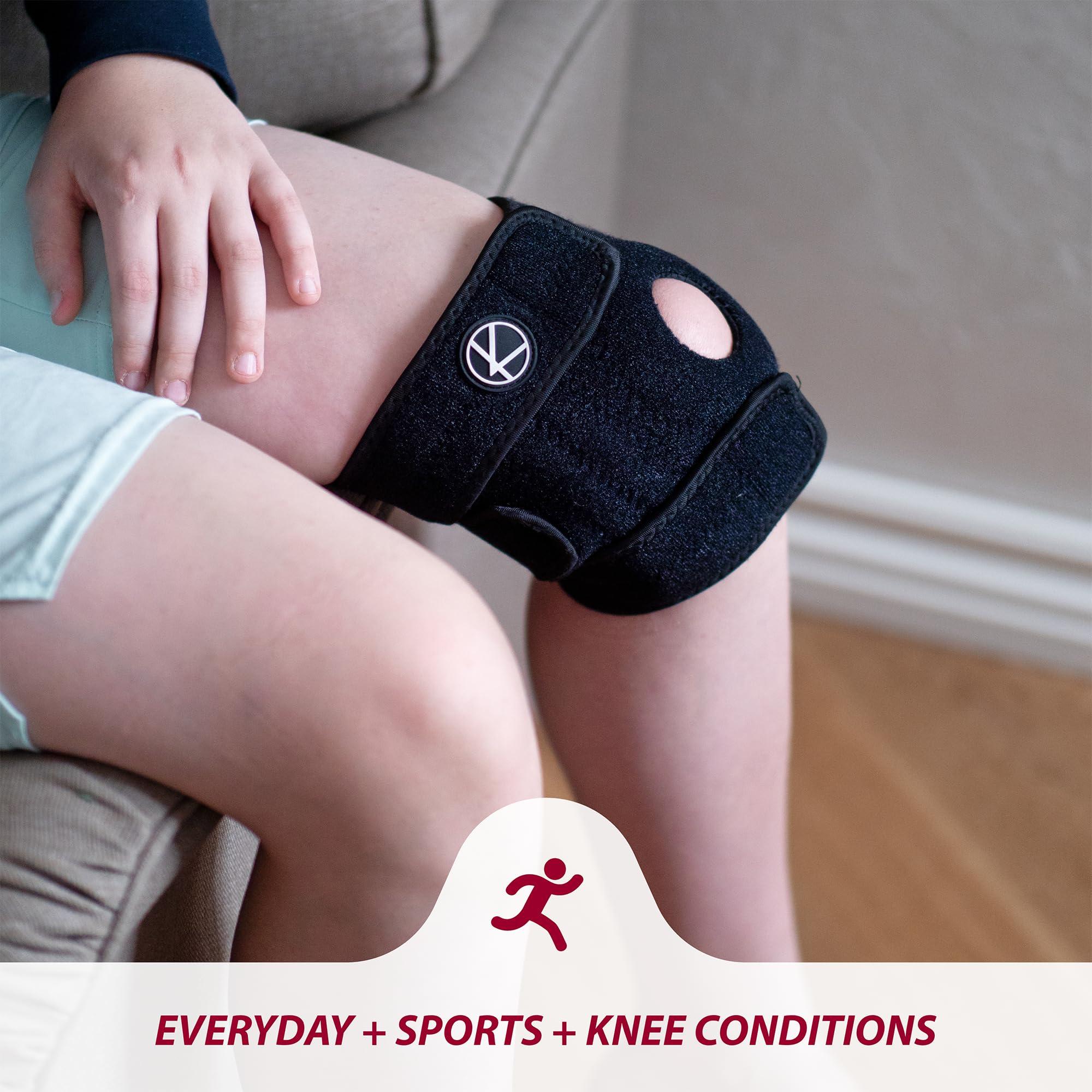 KARM KARM Kids Knee Brace - Osgood Schlatter Knee Brace Youth for Kids, Sports, Pain, Arthritis, Patella, Meniscus Tear, MCL, ACL - Adjustable Compression Support for Child, Boys & Girls (Black)