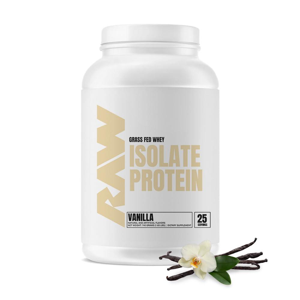 RAW RAW Whey Isolate Protein Powder, Vanilla (CBUM Itholate) - 100% Grass-Fed Sports Nutrition Powder for Muscle Growth & Recovery - Low-Fat, Low Carb, Naturally Flavored - 25 Servings
