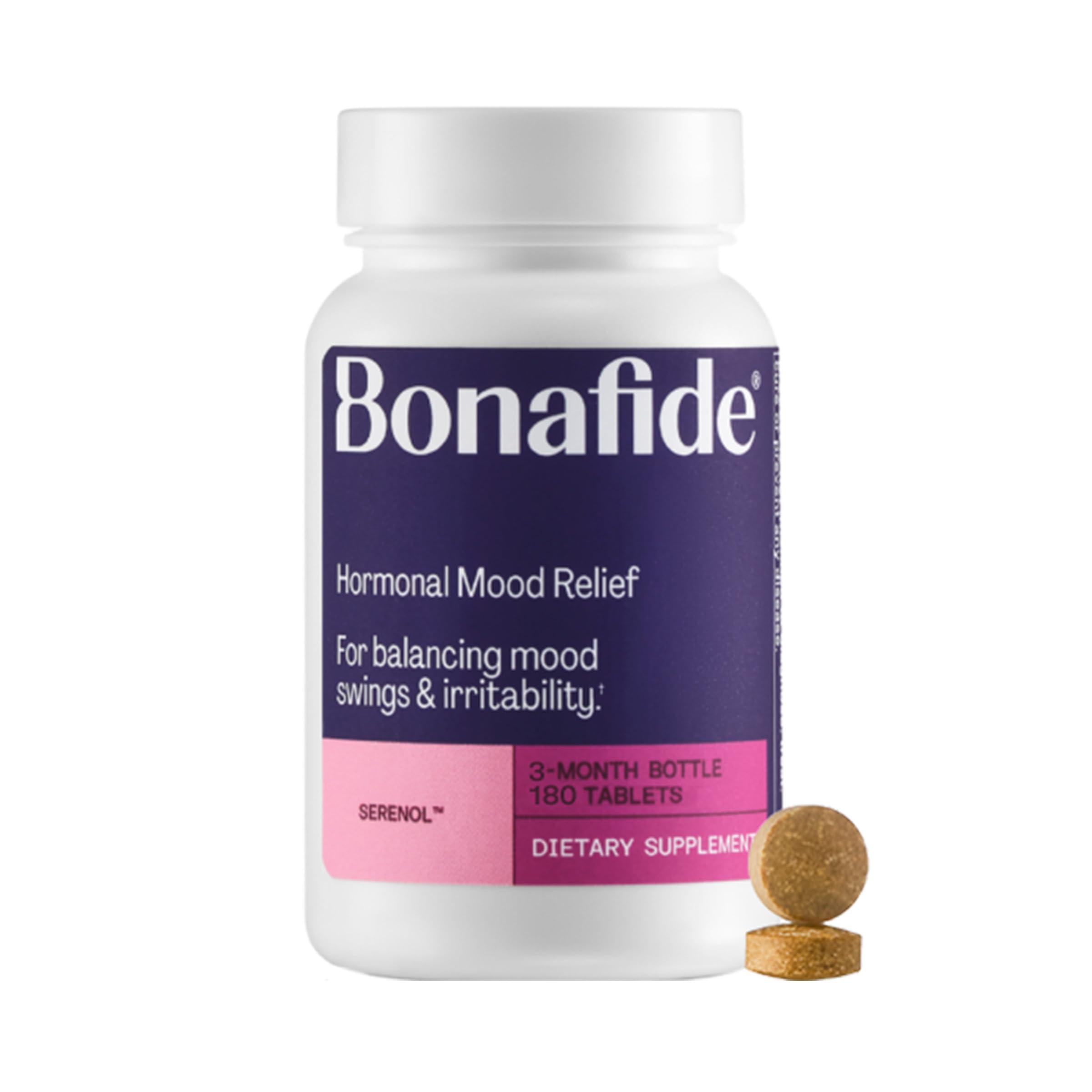 Bonafide Bonafide Serenol Relief from Hormonal Mood Swings, Irritability, & PMS Bloating. 3-Month Supply (180 Tablets)