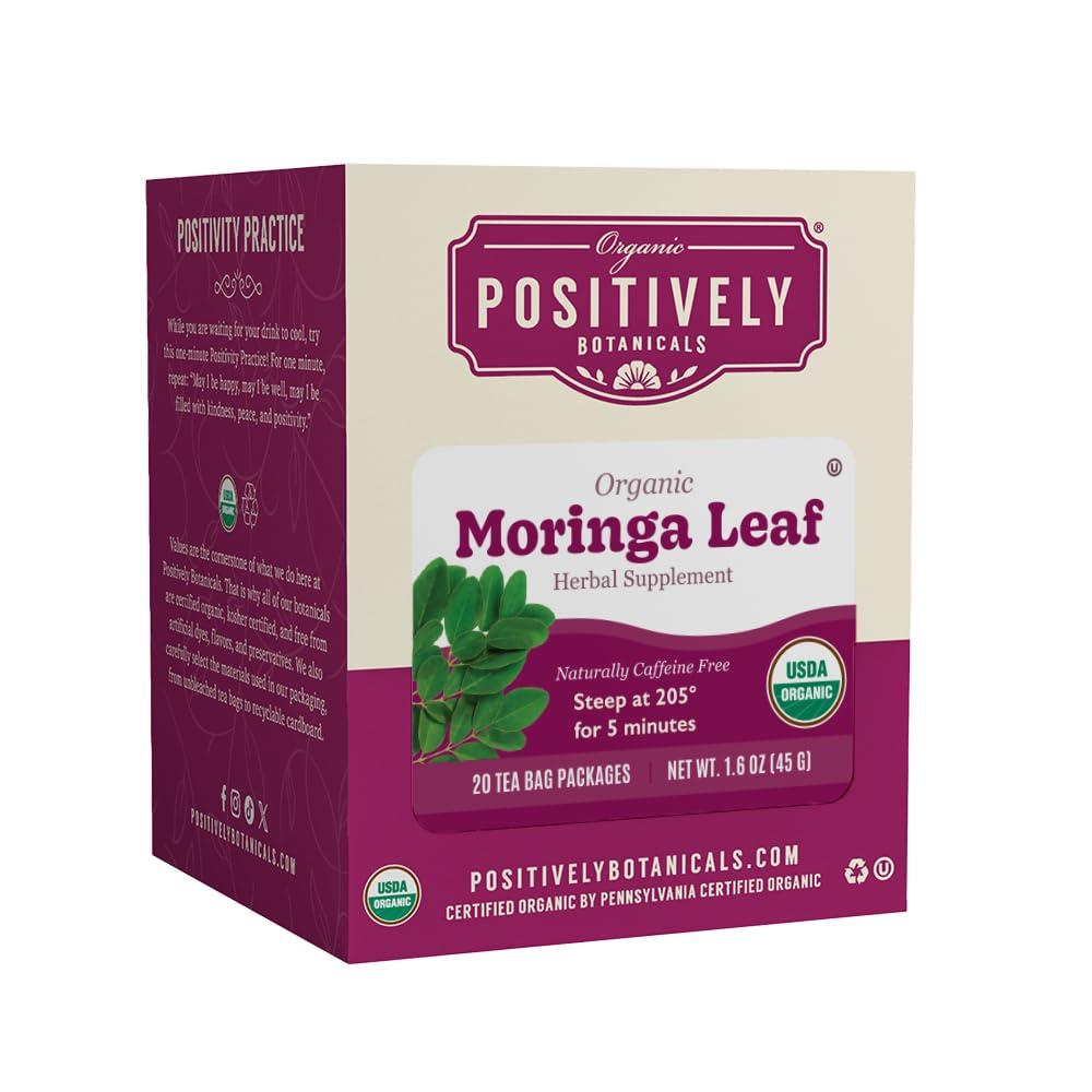 Organic Positively Tea Company Organic Positively Botanicals Company, Moringa Leaf Herbal Tea Bags, 20 Count