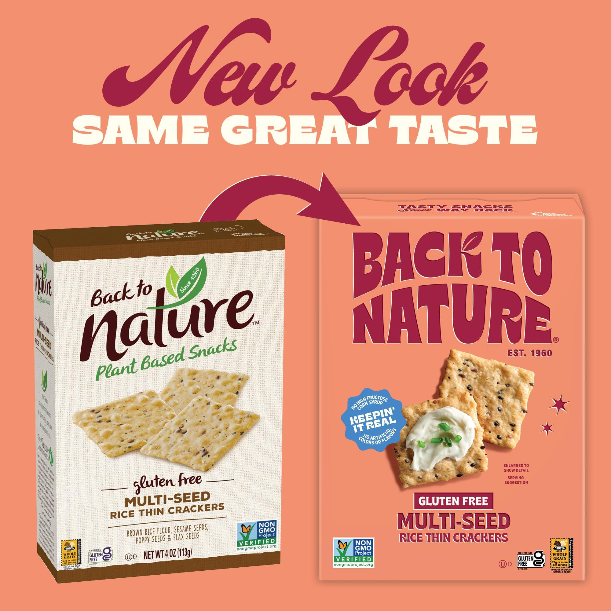 Back to Nature Back to Nature Gluten Free Crackers, Multi-Seed Rice Thins - Dairy Free, Non-GMO, Made with Whole Grain Brown Rice Flour, Delicious & Quality Snacks, 4 Ounce