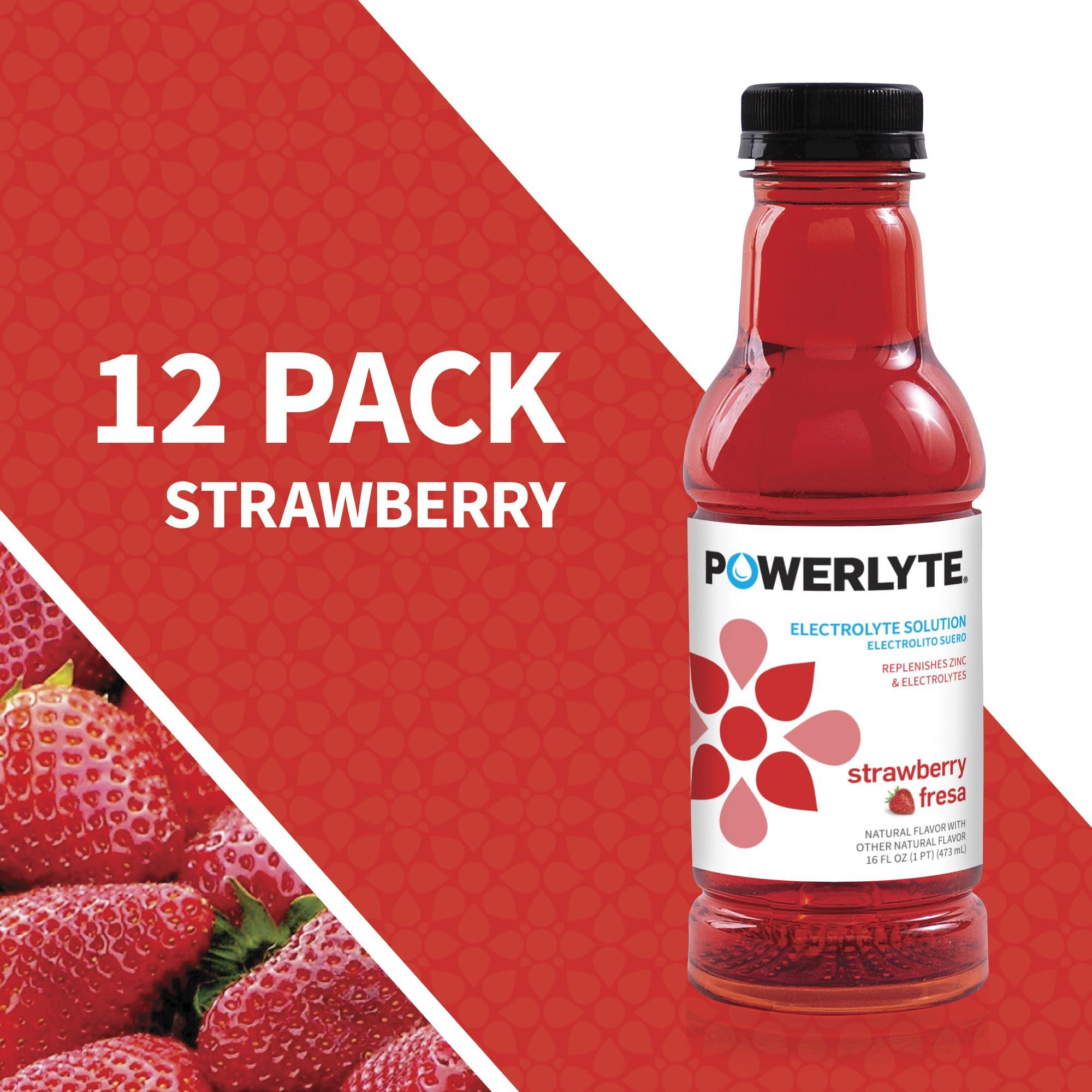 POWERLYTE POWERLYTE Sport Hydration Electrolyte Solution Drink for Rehydration | Strawberry | 16 Fl Oz | 12-Pack
