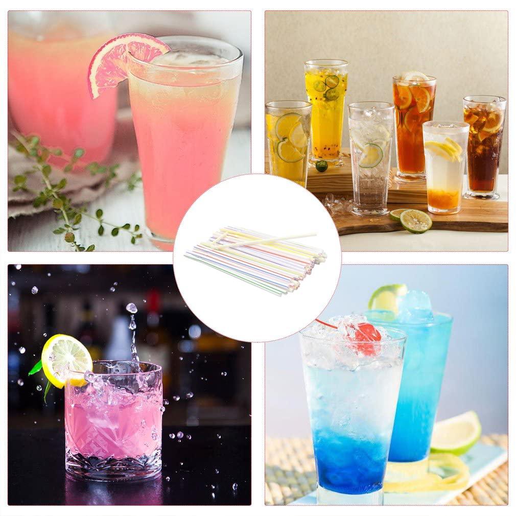 Kyllog 600pcs Plastic Drinking straws, Flexible straws, 8" Long, Stripes Multiple Colors Straws,suitable for various drinks, juice, milk, tea, cocktails, parties, daily use (600pcs)
