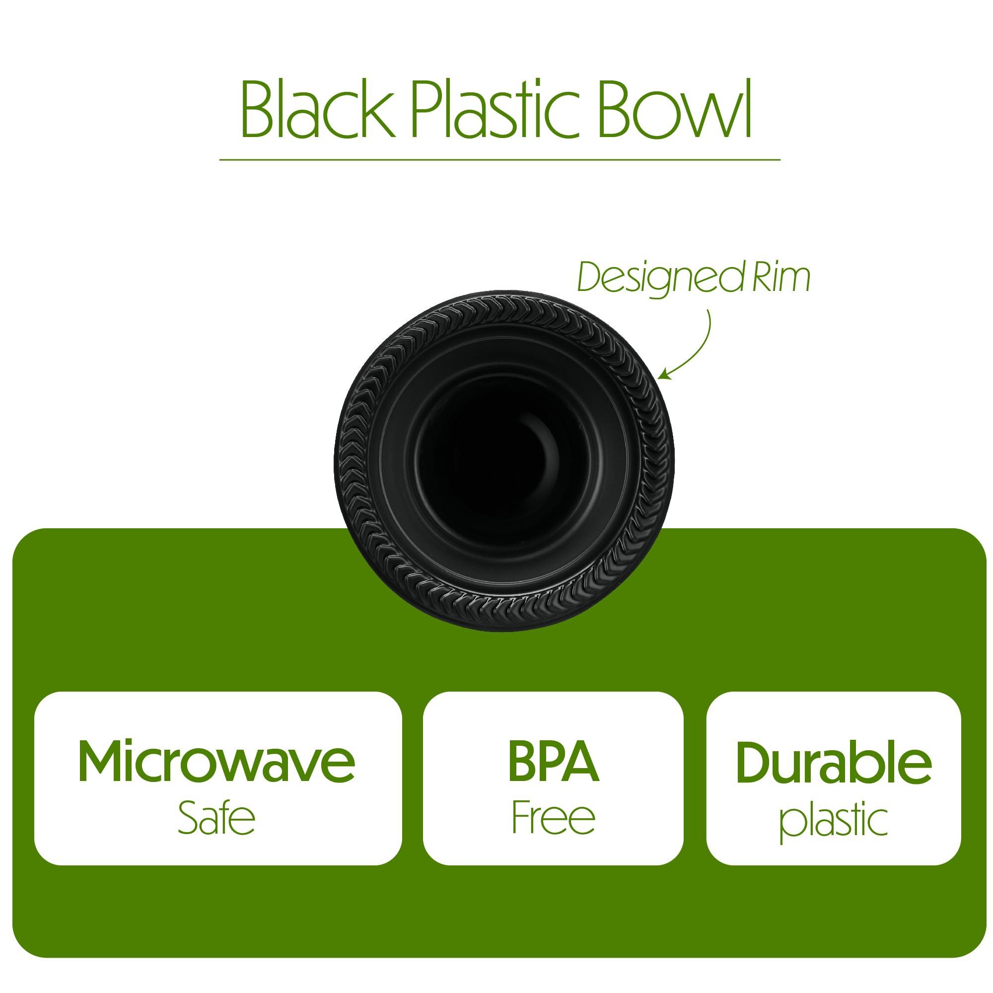 PLASTICPRO PLASTICPRO 800 PCS Black Plastic Bowls Light Weight 5 oz Small Plastic Soup Bowls Black Salad Dessert Plates Disposable for Party and Wedding