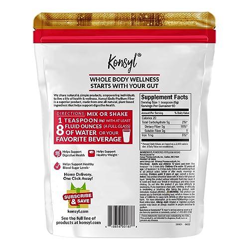 Konsyl Konsyl Daily Psyllium Fiber, 3 Pack, 360g Gusset Bag, Gluten Free, Non GMO, Keto Friendly, Unflavored, Easy Mixing Fiber