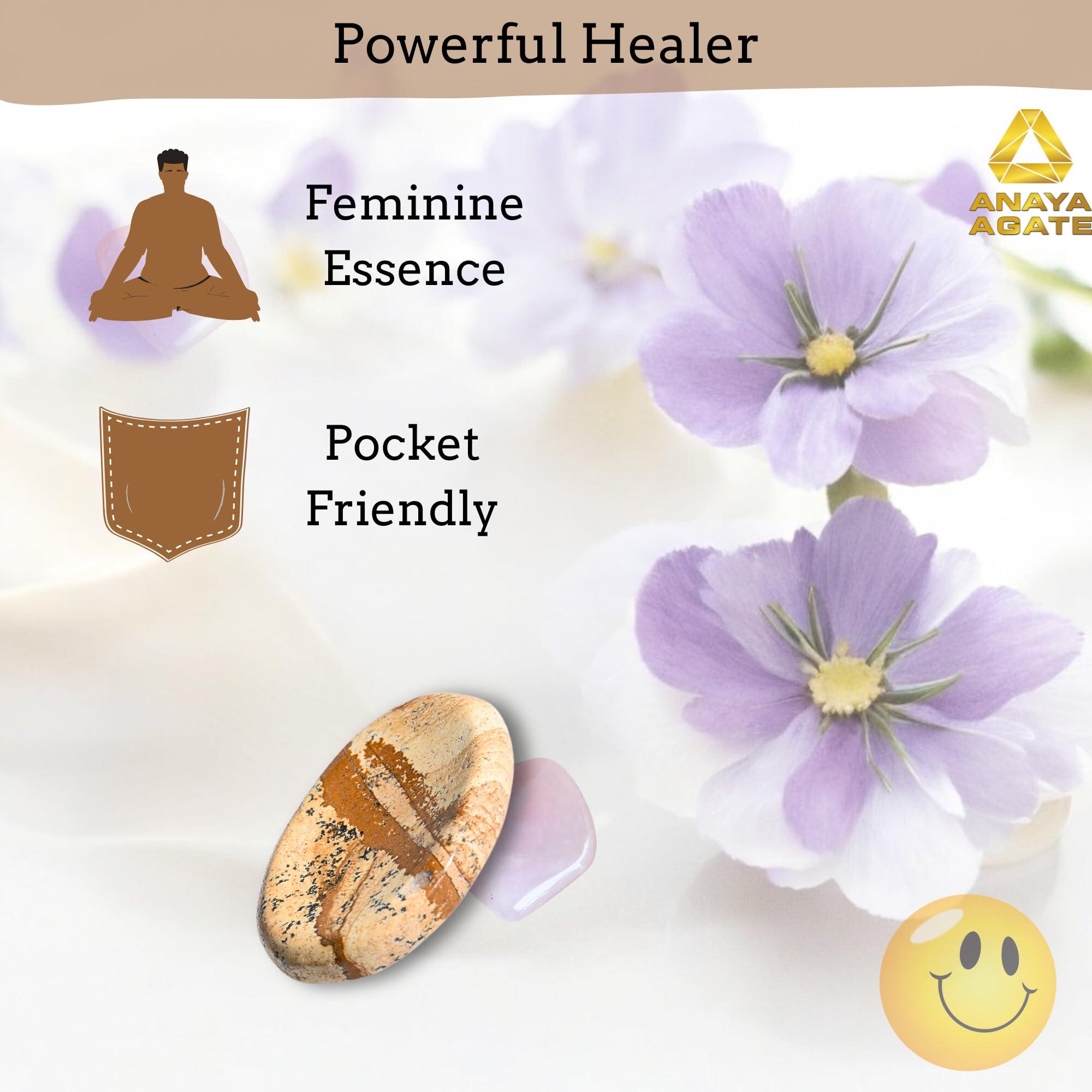 ANAYA AGATE Worry Stones Picture Jasper Crystal Thumb Worry Stone for Anguish, Stress Relaxing and Soothing Balance Stones for Meditation, Stress Relief Healing Stones and Crystals for Men and Women