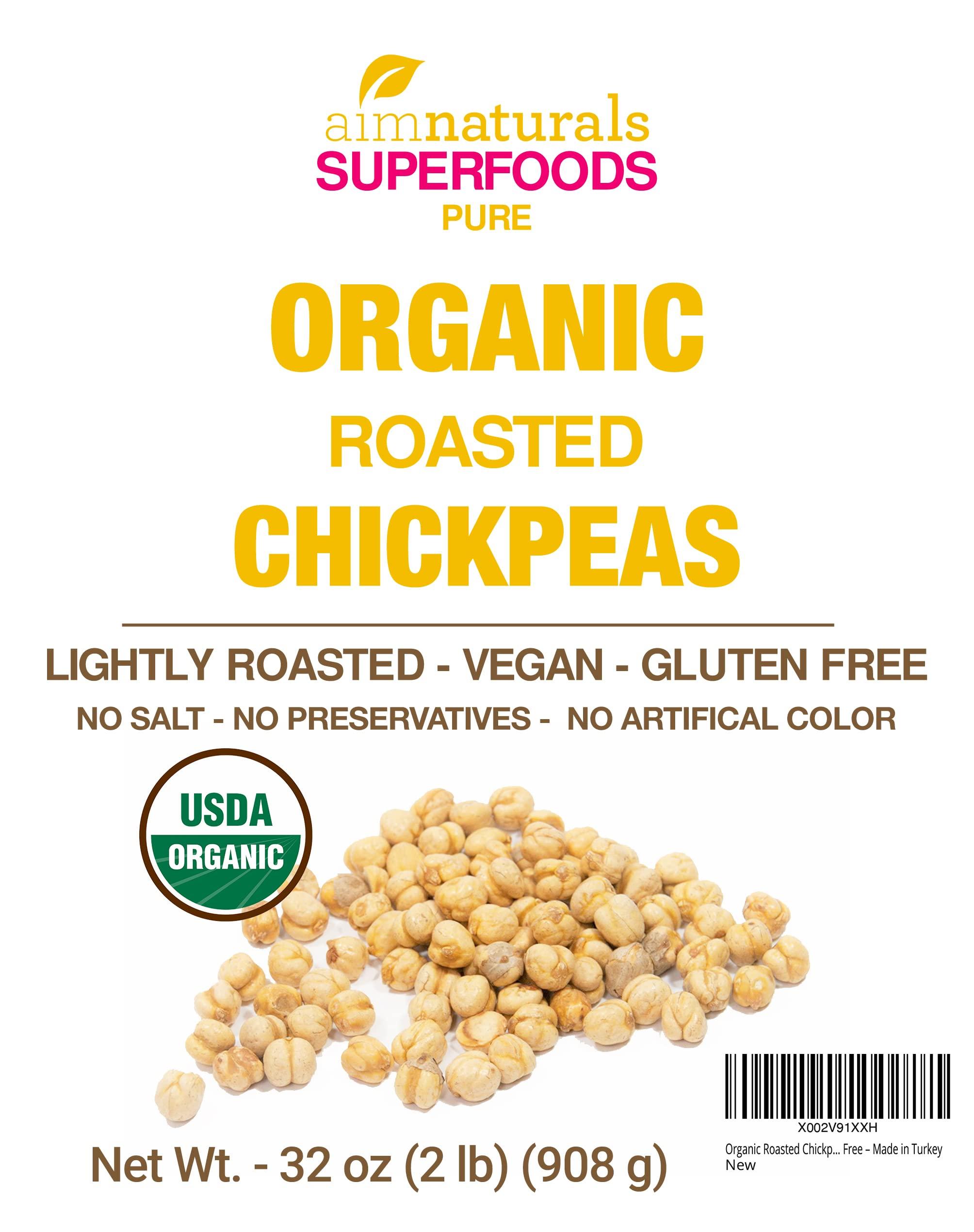 aimnaturals Organic Roasted Chickpeas 2 LB- 100% USDA Organic Certified Healthy Snack, Lightly Roasted, No Oil, No Salt, No GMO & Gluten Free Product of Turkey