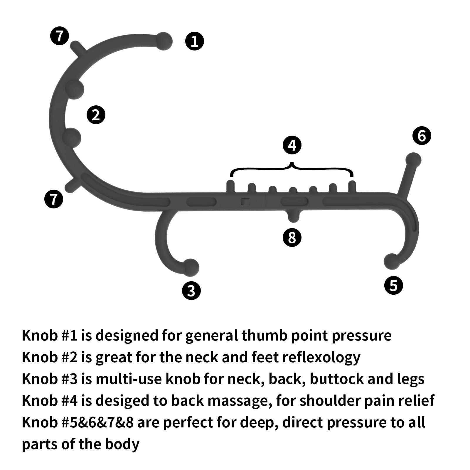 Cubetoou Cubetoou Back and Neck Massager for Pain Relief Deep Tissue, Upgraded Full Body Trigger Point Cane Massage Tools, Massage Stick Pressure Point Hook, Muscle Knot Remover Tool (Black)