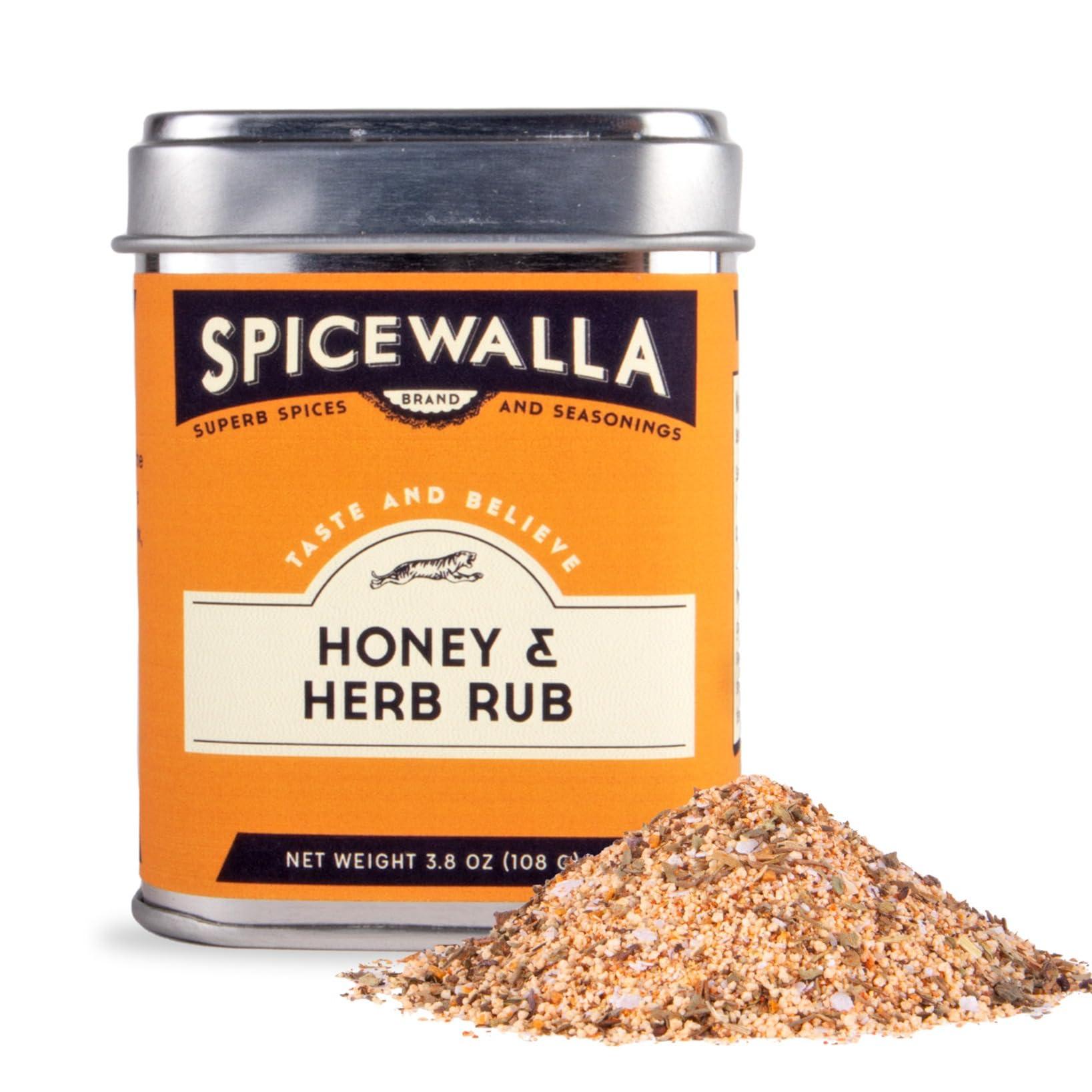 SPICEWALLA Spicewalla Honey and Herb Rub 3.8 oz | Garlic, Salt, Brown Sugar, Basil, Black Pepper | Non-GMO, Gluten Free, No MSG