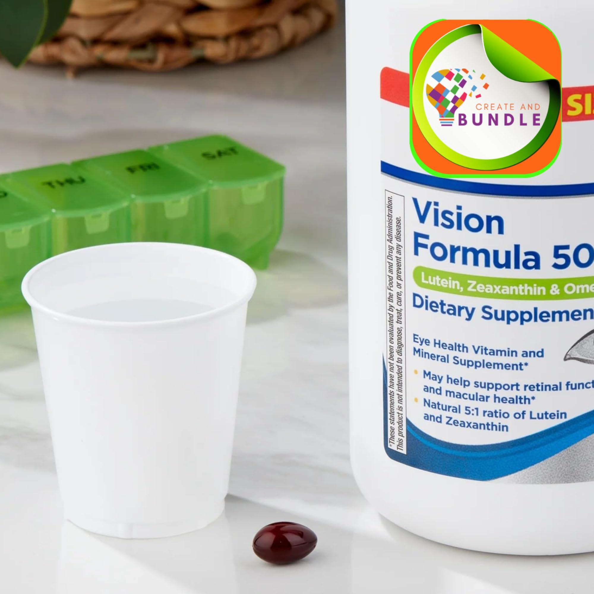 Create and Bundle Equate Vision Formula 50+ Lutein, Zeaxanthin & Omega-3, 300 Softgels + Create Sticker