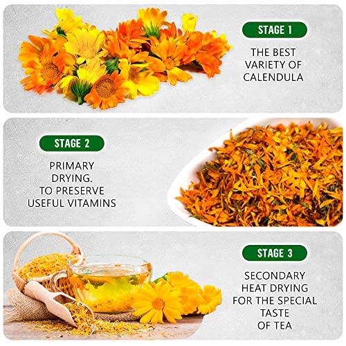 TeaDreamTea Calendula Tea Marigold Dried Flowers – 6 oz Calendula Flower - Marigold Tea – Calendula Tea Bulk - Calendula Flowers Tea - Caffeine Free - Whole Flowers - Marigold Flower Tea - Marigold Herbs