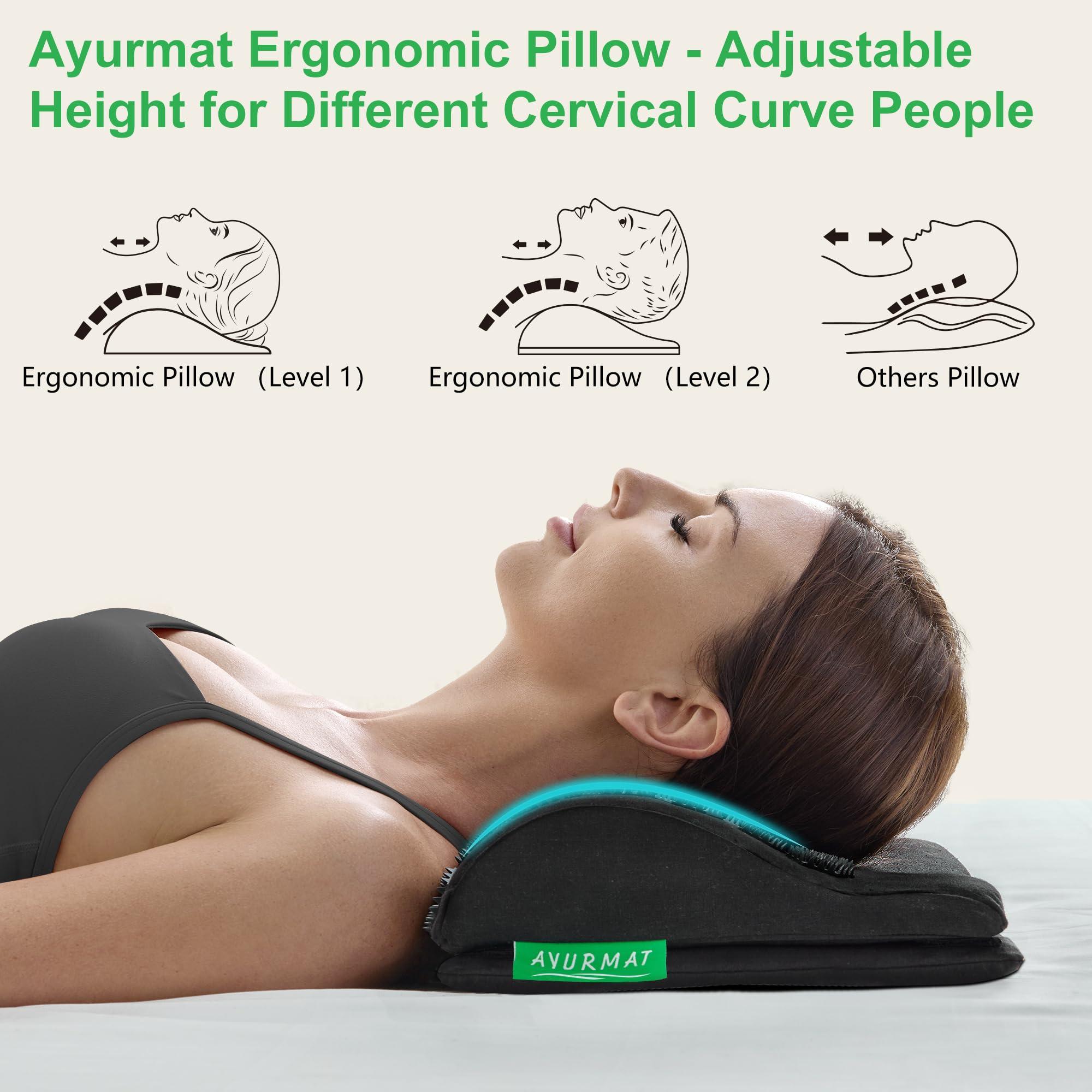 AyurMat Acupressure Mat and Pillow Set,Natural Eco-Friendly Linen & Coconut Fiber,Acupressure Mat FSA/HSA Eligible,Relieves Stress & Tension,with Carrying Bag,Full Body Pro Set(Black)