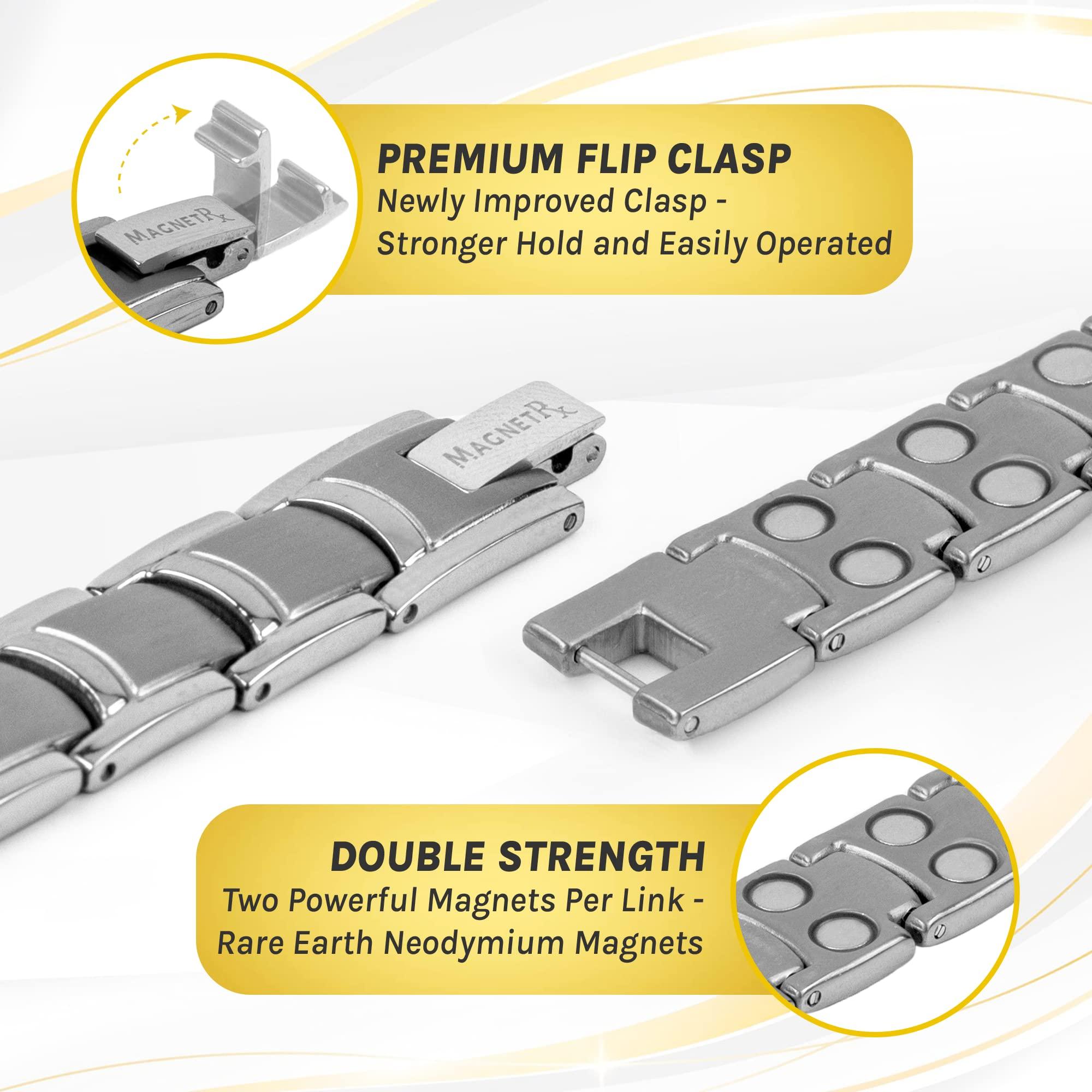 MagnetRX MagnetRX Ultra Strength Magnetic Anklet Effective Magnetic Ankle Bracelets for Men Titanium Mens Ankle Bracelet with 48 Magnets (Silver)
