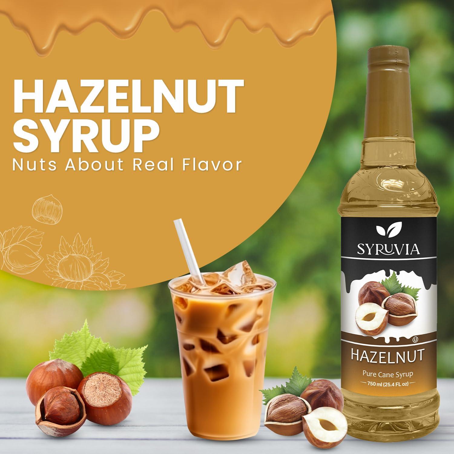 SYRUVIA Syruvia Hazelnut Syrup for Coffee 25.4 fl oz Hazelnut Flavored Coffee Syrup
