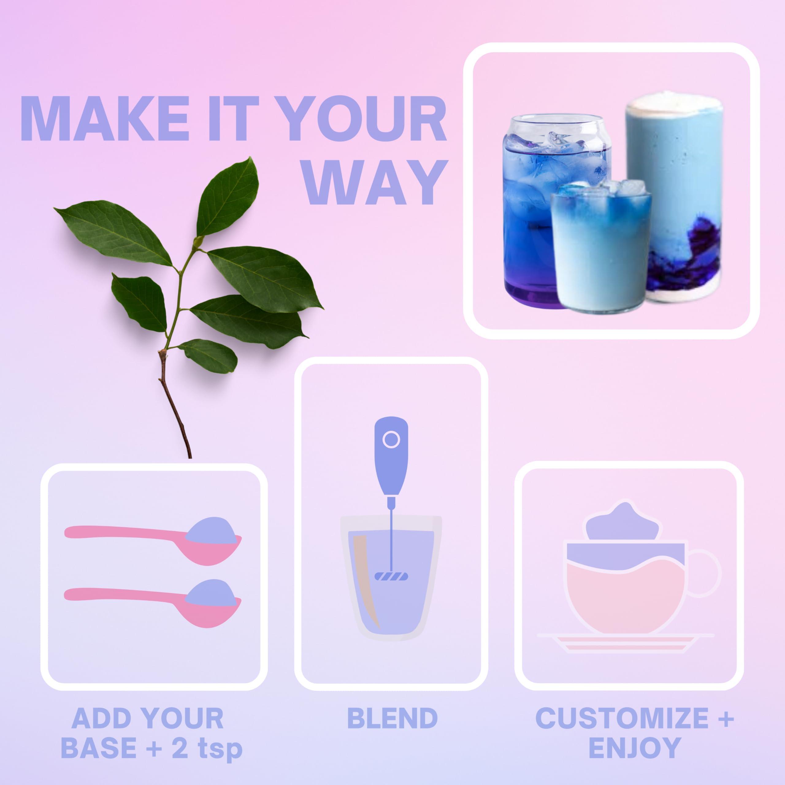 ELEVEN TLC A WELLNESS CO. Eleven TLC, Berry Well Superfood Wellness Drink Latte + Mix, Caffeine-Free, or Herbal Tea, Blue Spirulina, Blue Butterfly Pea Flower, Organic Maca, Keto Friendly, Vegan, 63 Servings