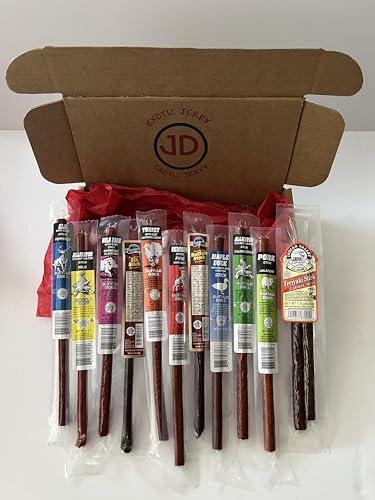 Jerky Dynasty Jerky Dynasty Exotic Meat Stick Snack Mix - Slim Variety Pack, High-Protein Keto Snack with Premium Ingredients, Unique Flavors for Adventurous Tastes, Gift For Men (10 pack)