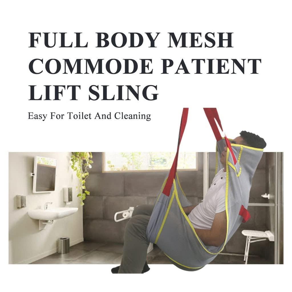 YXJPP Shower Sling Lift Sling for ToiletingPatient Lift Sling with Commode Opening Large, Full Body Mesh Sling for Hoyer Lift, Shower Sling, Toilet Sling(Weight Capacity 507 Lbs) L