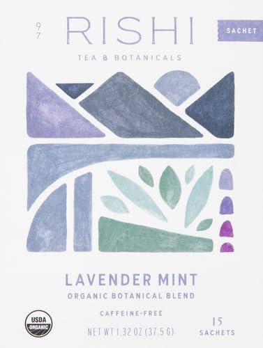 Rishi Tea Rishi Tea Lavender Mint - Herbal Tea Bags, Caffeine Free, Lavender Mint Tea, USDA Certified Organic, Certified Kosher, Lavender Tea Bags, Organic Herbal Tea, w/Peppermint & Sage - 15 Sachets