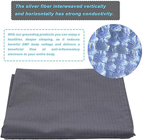 VAJOOCLL Grounding Sheet- 5% Silver Fiber with Grounding Cord, Grounding Sheets for Better Sleep and Native Health (35x90Inch).