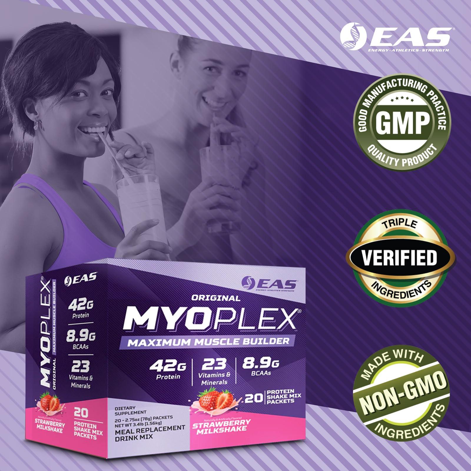 Experimental and Applied Sciences EAS Experimental & Applied Sciences Original Myoplex Maximum Muscle Builder | Meal Replacement Protein Drink Mix | Quality Protein Blend | 42g Protein | 20 Individual Packets (Cinnamon Cereal Crunch)