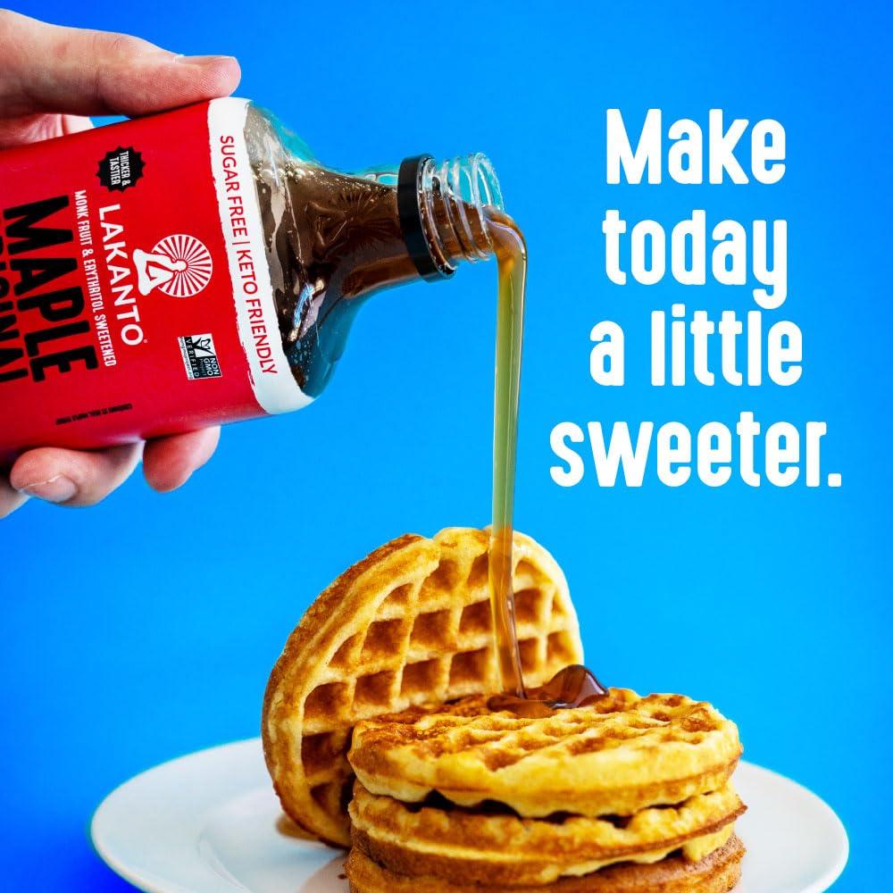 Lakanto Lakanto Sugar Free Maple Syrup - Monk Fruit Sweetener, Keto Diet Friendly, Vegan, 1g Net Carbs, Pancakes, Waffles, Oatmeal, Coffee, Tea, Granola, Frosting, Marinade, Dressing (13 fl oz - Pack of 3)
