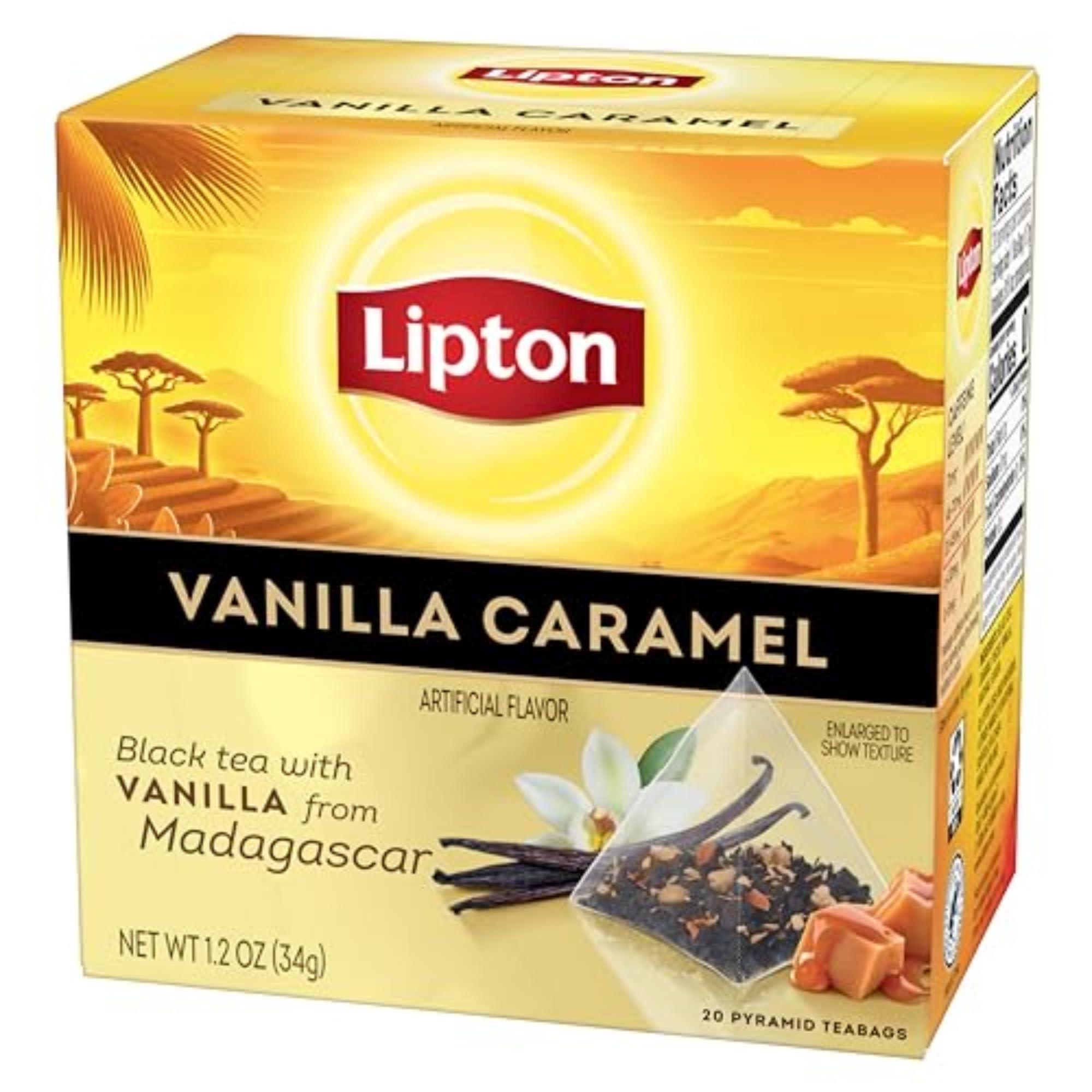 Lipton Lipton Black Tea Vanilla Caramel, Pyramid Tea Bags, Flavored Teabags for a Refreshing Cup of Tea, 20 Total Tea Bags