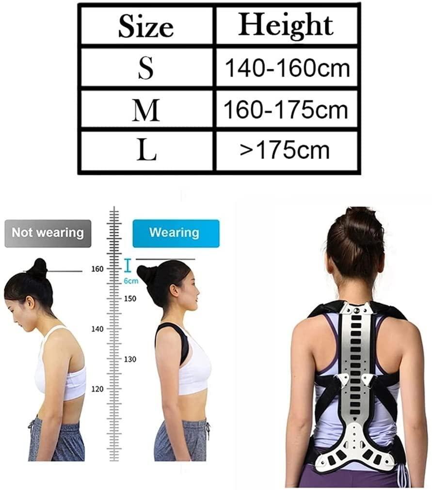 SJHY Posture Corrector Back Brace Metal Back Lumbar Support for Adults Men Women Lumbar Shoulder Posture Correction Pain Relief Back Posture (Size : Medium)
