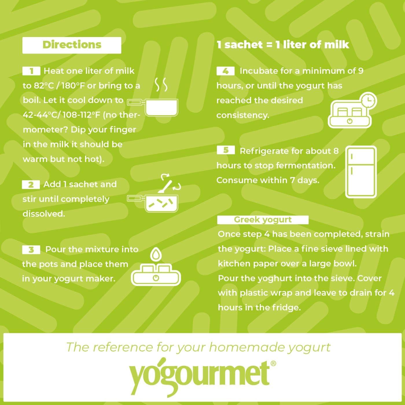 Yogourmet Yogourmet Yogurt Starter With Probiotics (6 Sachets = 6 Quarts of Yogurt) - Make Yogurt at Home - Starter Culture - All Natural, Gluten Free, Kosher, Halal - 3 g Sachets