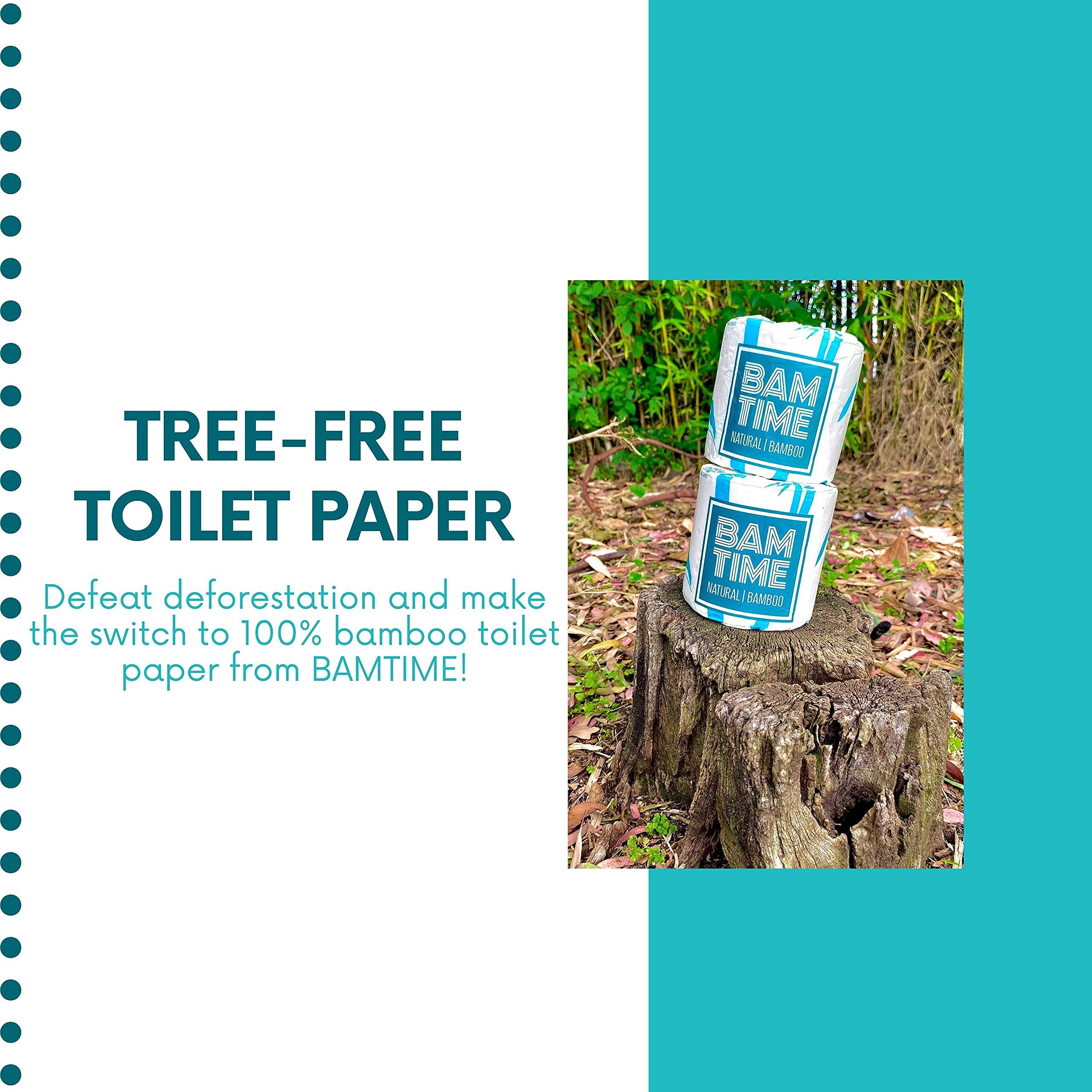 BAMTIME Toilet Paper, 100% 3ply Bamboo Toilet Paper, 24 Rolls, 300 sheets, 7200 Count, pack of 24, plastic free, Tree free, Biodegradable