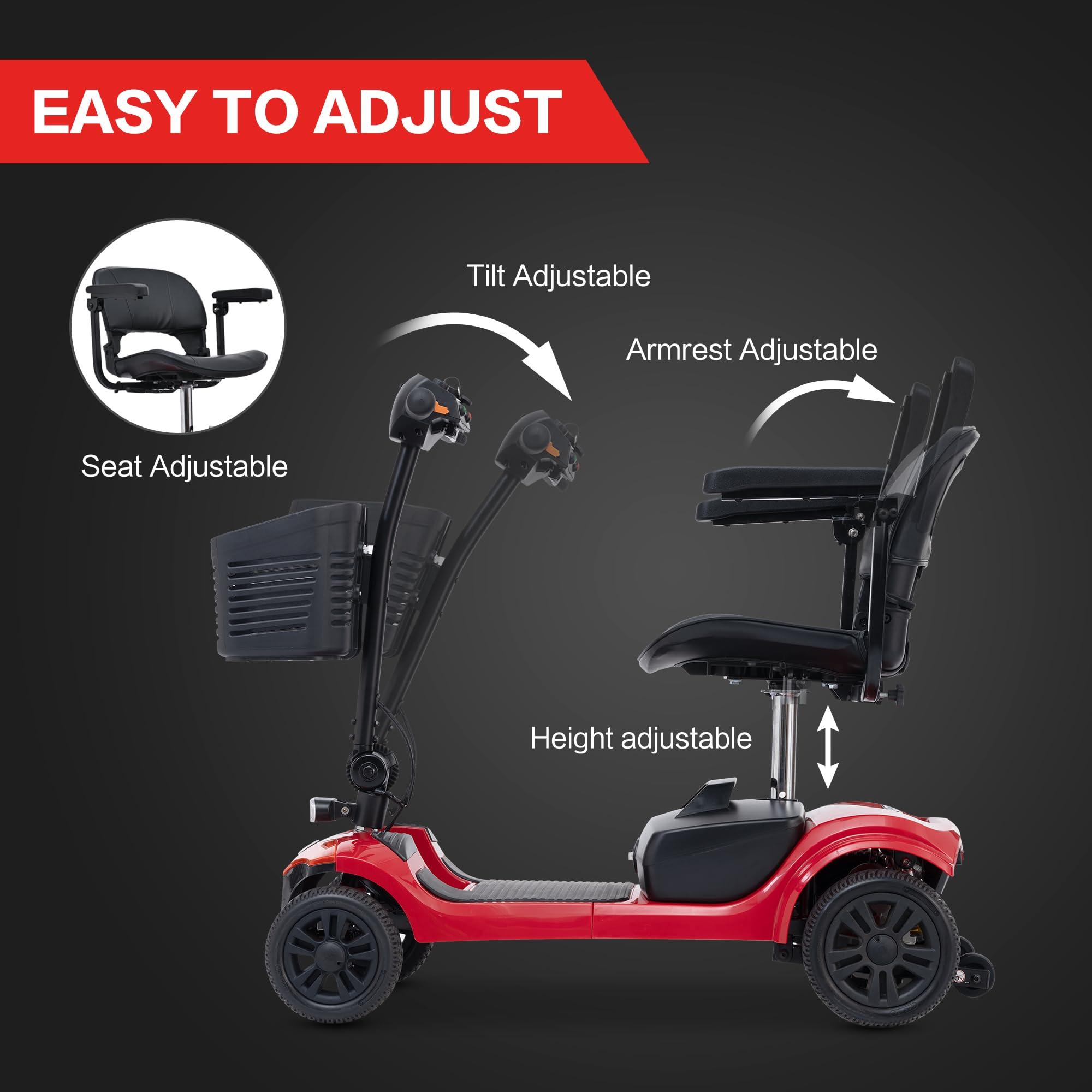 Metro Mobility Metro Mobility Elderly Scooter Folding Scooter Adults 4 Wheel Scooter Red