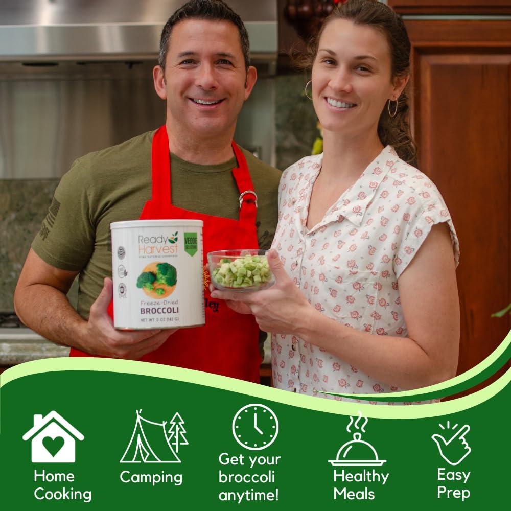 Ready Harvest Ready Harvest Freeze-Dried Broccoli Florets Freeze-Dried Food Pantry Staples Survival Food Emergency Food Canned Vegetables Long-Term Food Supply Survival Food 25-Year Shelf Life #10 Can 5.9oz