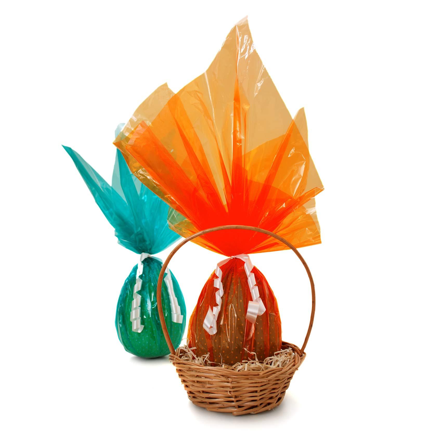 Morepack Easter Orange Cellophane Wrap Roll, Translucent Orange Cellophane Wrapping Paper, 16 Inch Width x 100 Ft Long Colored Cellophane Rolls for Gift Baskets, DIY Arts Crafts Decoration and More