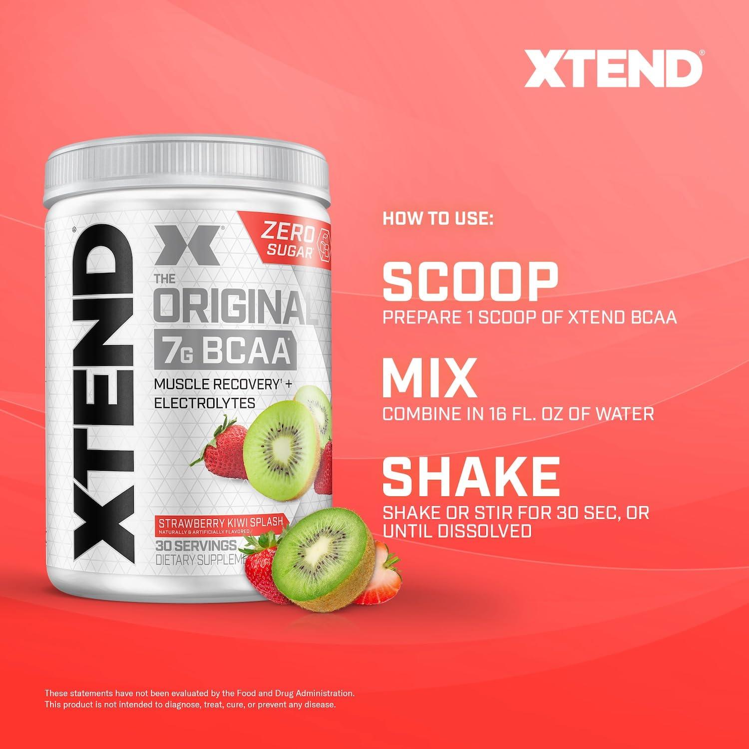 Xtend Xtend XTEND Original BCAA Powder 7g BCAA and 2.5g L-Glutamine, Sugar Free Post Workout Muscle Recovery Drink with Amino Acids for Men & Women, 30 Servings