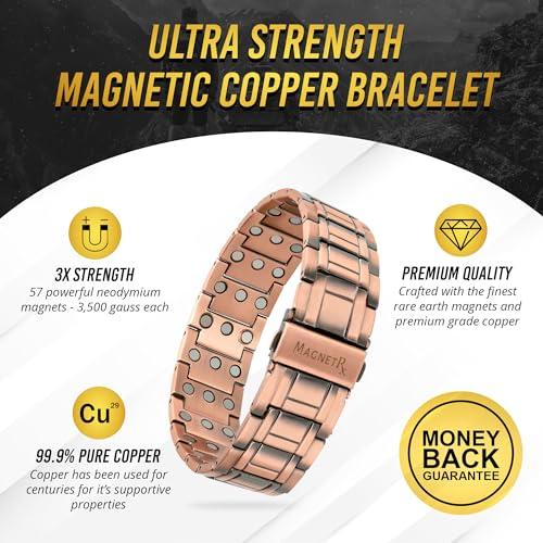MagnetRX MagnetRX 3x Strength Copper Bracelet  99.9% Pure Copper Bracelets for Men with Magnets  Premium Foldover Clasp and Adjustable Length with Included Sizing Tool (Stealth)
