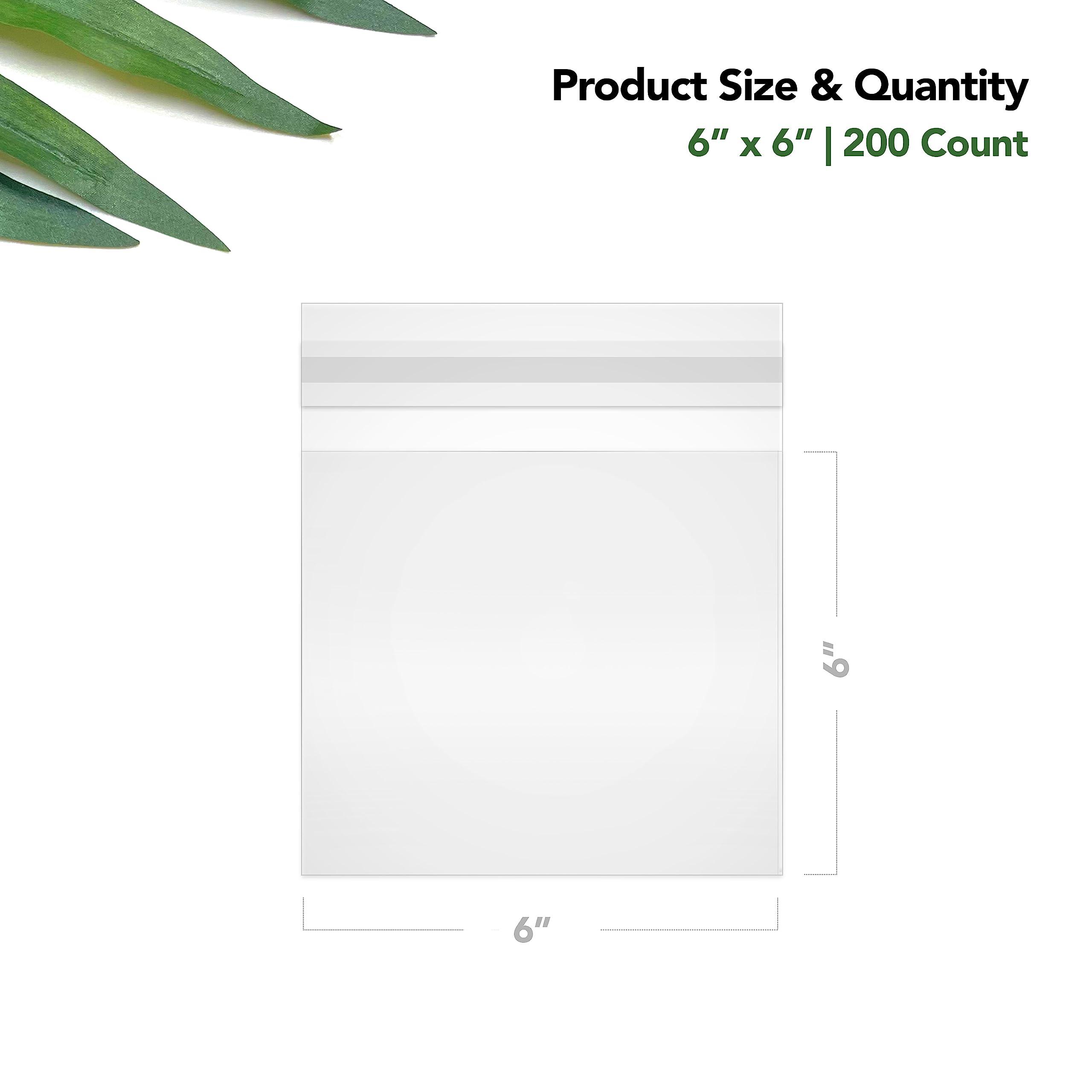 Seal Fresh Seal Fresh Self Sealing Cellophane Bags  6\" x 6\" (200 Count)  Clear Plastic Resealable Cellophane Bag  Cellophane Treat Bags, Cookie Bags for Packaging, Candy Bags, Square Cello Bags, Pastry Bags