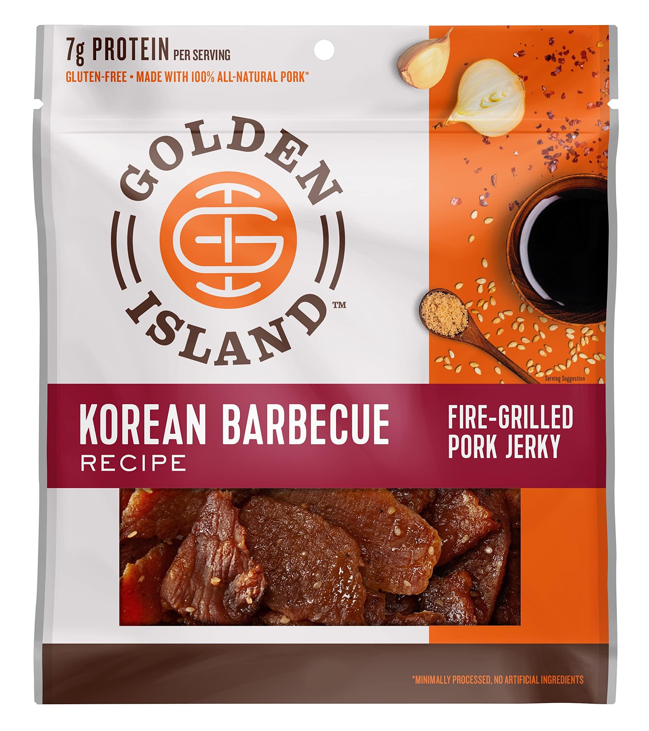 Golden Island Golden Island Pork Jerky Korean BBQ Flavored, Specialty Meat Snack, Gluten Free with Korean Barbecue Seasoning, Good Source of Protein, Made with 7g of Protein Per Serving 2.85 oz