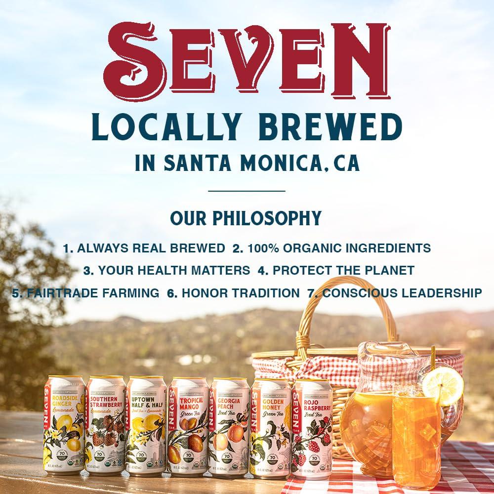 SevenTeas SevenTeas Tropical Mango Green Tea, 16 OZ (Pack of 12 Cans), Organic Iced Tea