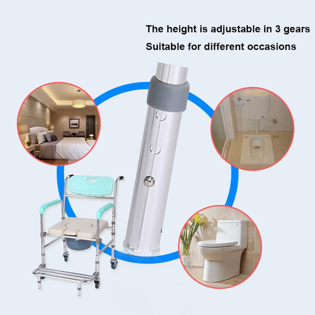 GaRcan GaRcan Seniors Potty Chair, Adult Portable Toilet Seat, Height Adjustable and Commode Padded Backrest and Padded Seat with Casters, for Elderly and Disabled