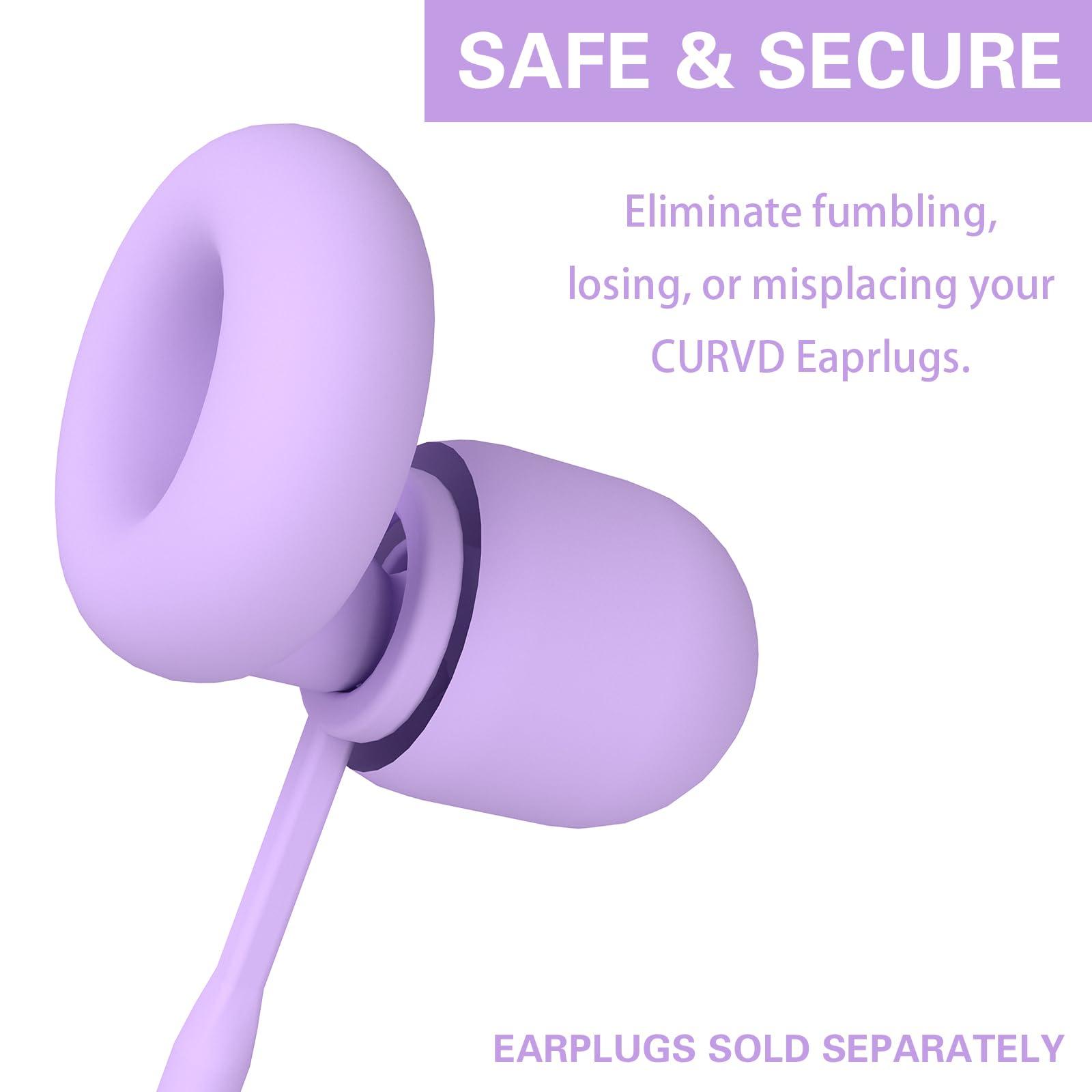 Kasiden Earplug Lanyard [2 pcs] with Magnetic Tug-Resistant Safety Cord, Flexible Silicone Lanyard with Most Earplugs with Removable Tips Compatible(Light purple)