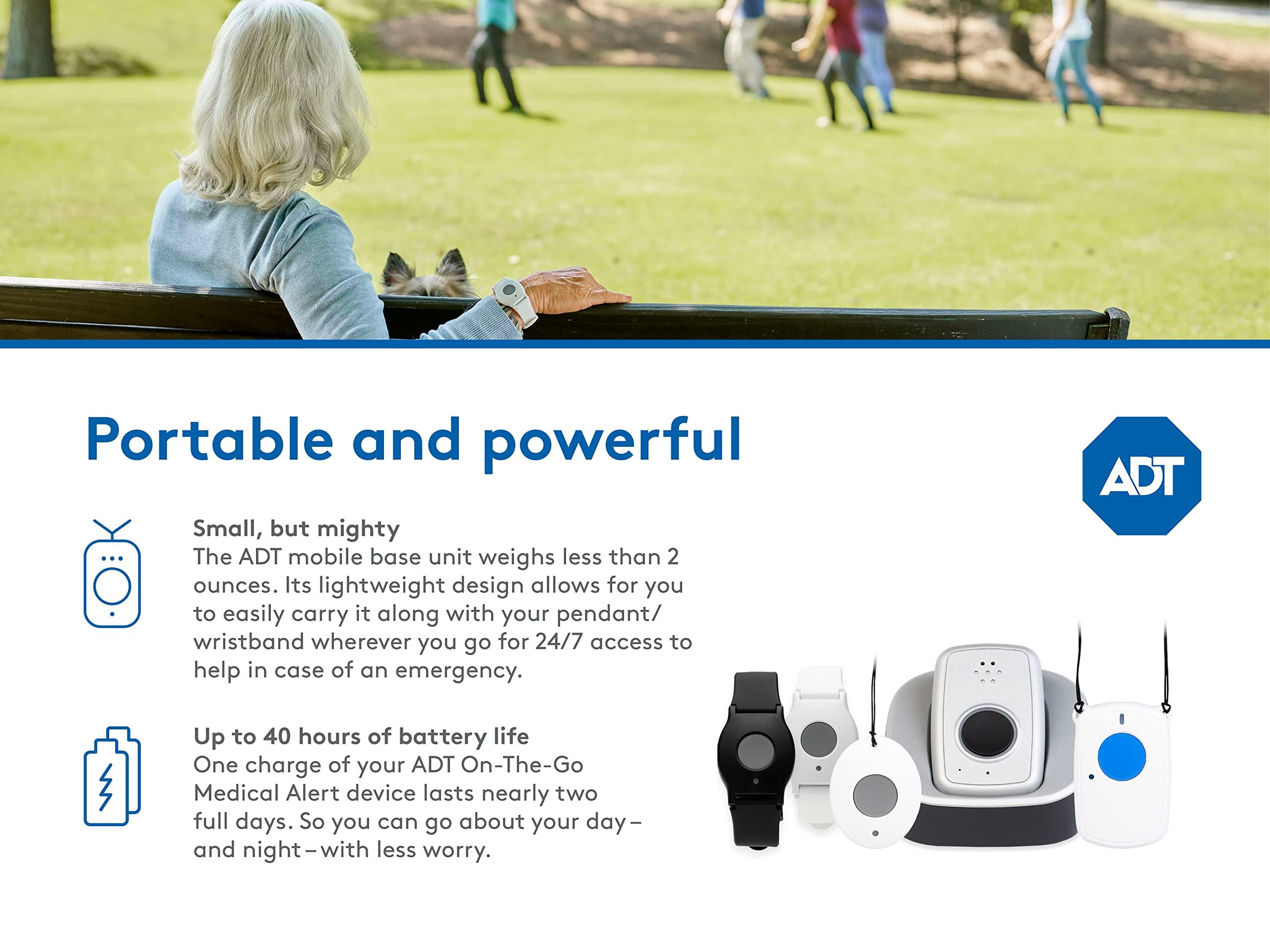 ADT ADT - On-The-Go Mobile Medical Alert System for Seniors - GPS Capabilities, Included Waterproof Wearable Panic Button, 24/7 U.S. Based Monitoring (Fall Detection Pendant)