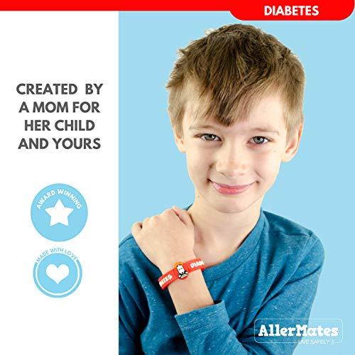 Allermates Diabetes Bracelets for Kids, Kids Medical Wristband – Diabetic Child Alert, Diabetic Medical Alert for Kids Ages 3+, Latex Free Diabetes Awareness Bracelets Adjustable & Soft (2 Pack “TAB”)