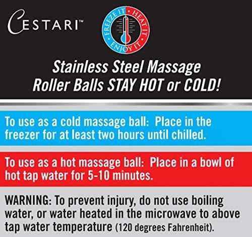 Cestari Massage Roller Ball - Stainless Steel Gel Balls for Heat + Ice Therapy - Back, Shoulder, Calf, Foot Massager with Heat or Cold - Myofascial Release - Deep Tissue Trigger Points - Hot Cold Roller.