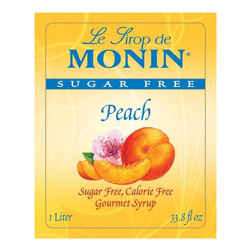 Monin Monin Sugar-Free Peach, 33.8-Ounce Plastic Bottle (1 Liter Bottle)