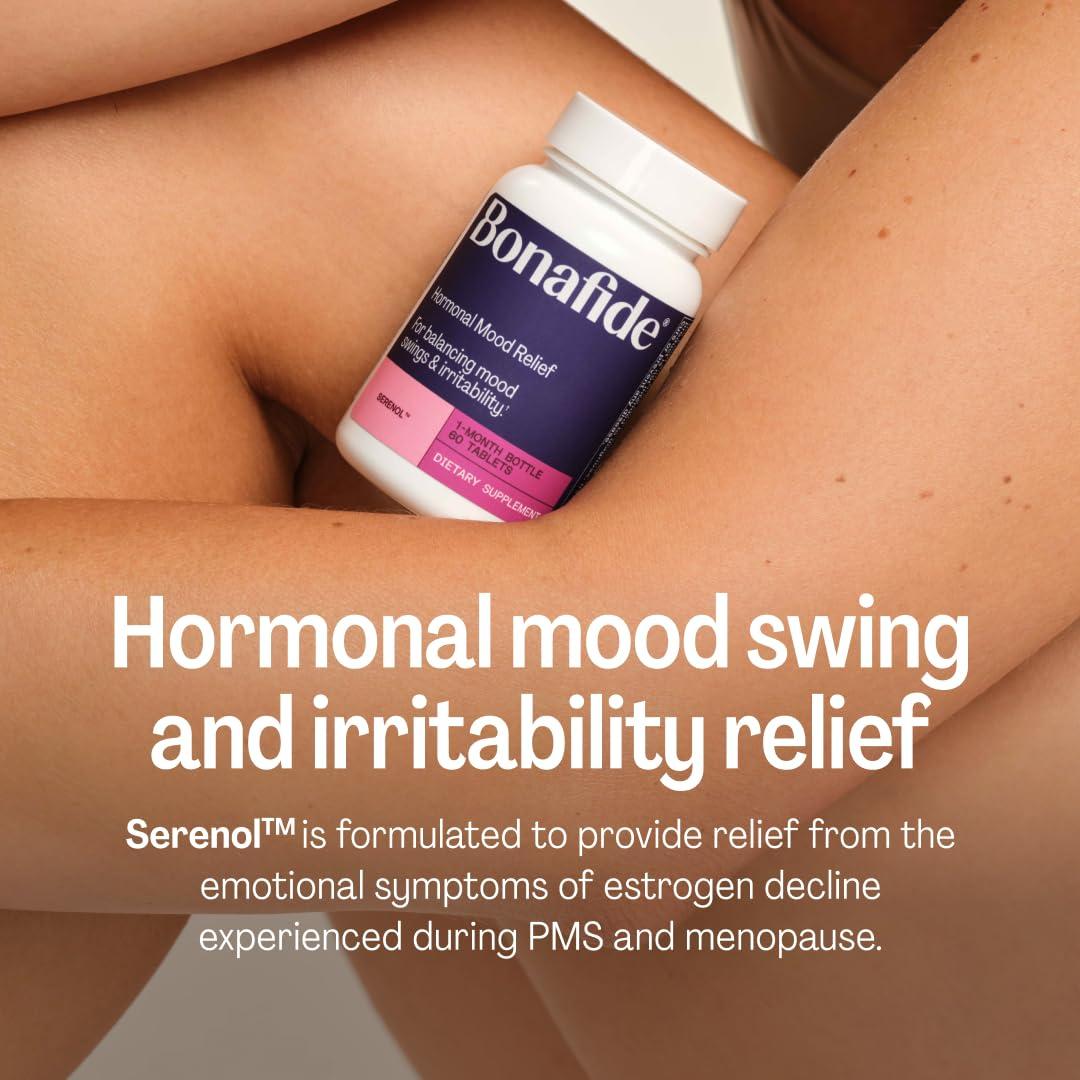 Bonafide Bonafide Serenol Relief from Hormonal Mood Swings, Irritability, & PMS Bloating. 3-Month Supply (180 Tablets)