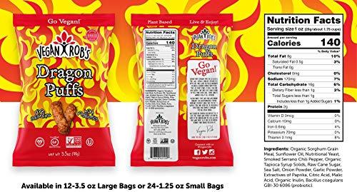 Vegan Rob's Vegan Rob's Puffs, Dragon | Made with Probiotics, Gluten-Free Snack, Plant Based, Vegan, Zero Trans Fats |3.5 Ounce (Pack of 12)