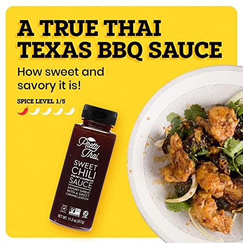 Pretty Thai Pretty Thai Sweet Chili Sauce, Gluten Free Certified Non-GMO Authentic Vegan Stir Fry, BBQ Condiment, Dipping Sauce, Rice Seasoning, 100% Natural (Pack of 3)