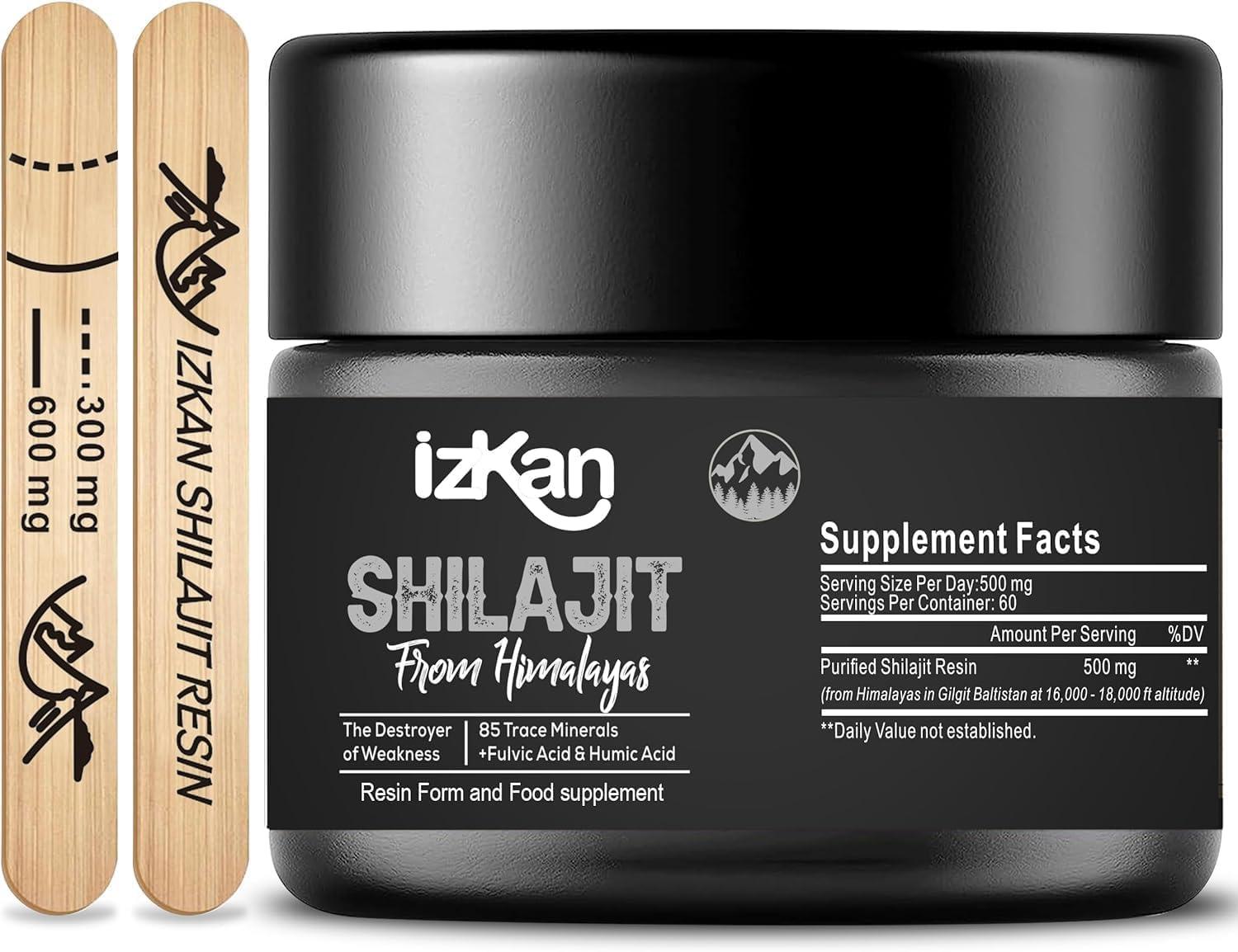 iKzan 100% Original Himalayan Shilajit 30g - 600mg Pure Natural Shalajit, Rich in | Fulvic & Humic Acid | | Minerals, Immune System | & | Energy Booster | |Strength, Focus| Vegan & Halal