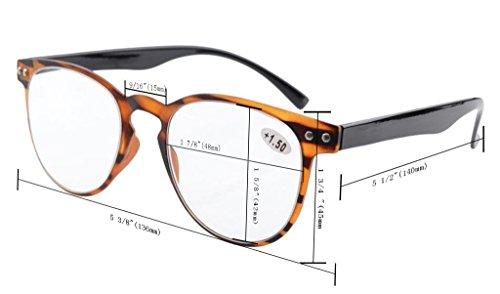 Eyekepper Eyekepper 4-Pack Round Full Coverage Ultrathin Flex Frame Reading Glasses Readers Amber Frame Black Arms+2.75