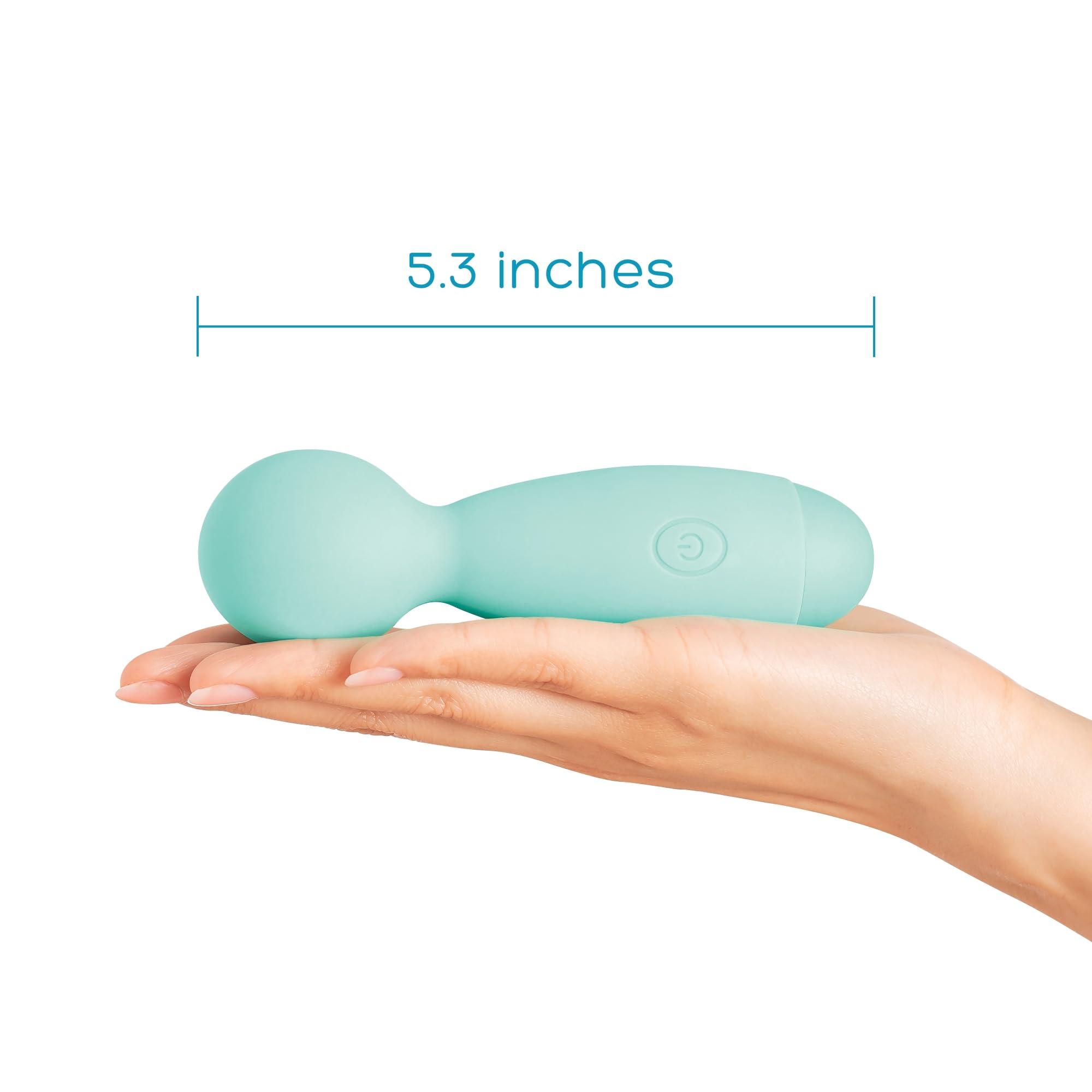 plusOne plusOne Travel Vibrating Wand, Massage Stick, Body-Safe Silicone, Waterproof, Personal Massager with 10 Vibration Settings, Teal